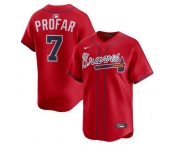 Men's Atlanta Braves #7 Jurickson Profar Red 2025 Alternate Limited Stitched Baseball Jersey