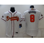 Men's Atlanta Braves #8 Eddie Rosario 2022 White Gold World Series Champions Program Flex Base Stitched Baseball Jersey