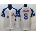 Men's Atlanta Braves #8 Eddie Rosario Number White 2023 City Connect Cool Base Stitched Jersey1