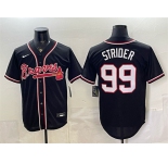 Men's Atlanta Braves #99 Spencer Strider 2026 Fashion Replica Black Out Stitched Baseball Jersey