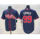 Men's Atlanta Braves #99 Spencer Strider Navy Cool Base Stitched Baseball Jersey