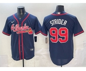 Men's Atlanta Braves #99 Spencer Strider Navy Cool Base Stitched Baseball Jersey