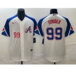 Men's Atlanta Braves #99 Spencer Strider Number White 2023 City Connect Cool Base Stitched Jerseys