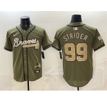 Men's Atlanta Braves #99 Spencer Strider Olive 2026 Armed Forces Day Stitched Baseball Jersey