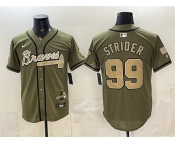 Men's Atlanta Braves #99 Spencer Strider Olive 2026 Armed Forces Day Stitched Baseball Jersey