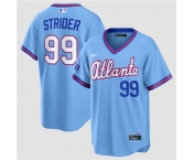 Men's Atlanta Braves #99 Spencer Strider Powder Blue 2026 City Connect Stadium Stitched Baseball Jersey