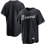 Men's Atlanta Braves Blank Black Lights Out Limited Stitched Baseball Jersey