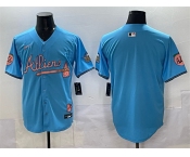Men's Atlanta Braves Blank Blue 2024 Atliens & Peach With Outkast Patch Vapor Limited Stitched Baseball Jersey
