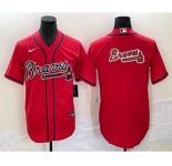 Men's Atlanta Braves Red Team Big Logo Cool Base Stitched Baseball Jersey