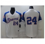 Men's Nike Atlanta Braves #24 Deion Sanders White Stitched Baseball Jersey