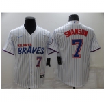 Men's Nike Atlanta Braves #7 Dansby Swanson White City Player Jersey