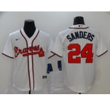Nike Atlanta Braves #24 Deion Sanders Authentic White Alternate Cool Base Baseball Jersey