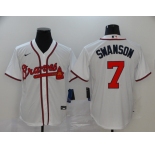 Nike Atlanta Braves #7 Dansby Swanson Authentic White 2020 Alternate Cool Base Baseball Jersey