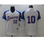 Nike Men's Atlanta Braves #10 Chipper Jones Authentic White Throwback Baseball Jersey