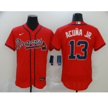 Nike Men's Atlanta Braves #13 Ronald Acuna Jr. Red Home Flex Base Authentic Collection Baseball Jersey