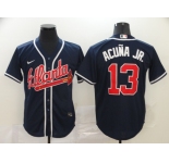 Nike Men's Atlanta Braves #13 Ronald Acuna Jr. Replica Blue Alternate Road Cool Base Baseball Jersey