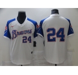 Nike Men's Atlanta Braves #24 Deion Sanders Authentic White Throwback Baseball Jersey