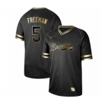 Nike Men's Atlanta Braves #5 Freddie Freeman Authentic Black Gold Fashion Baseball Jersey