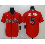 Nike Men's Atlanta Braves #5 Freddie Freeman Red Cool Base Baseball Jersey