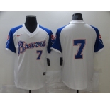 Nike Men's Atlanta Braves  #7 Dansby Swanson Authentic White Throwback Baseball Jersey