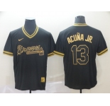 NikeMen's Atlanta Braves #13 Ronald Acuna Jr. Authentic Black Gold Fashion Baseball Jersey