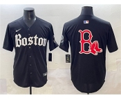 Men's Boston Red Sox Team Big Logo Black Gothic Vapor Limited Stitched Baseball Jersey
