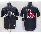 Men's Boston Red Sox Team Big Logo Black Lights Out Limited Stitched Baseball Jersey