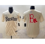 Men's Boston Red Sox Team Big Logo Cream Gothic Vapor Limited Stitched Baseball Jersey