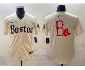 Men's Boston Red Sox Team Big Logo Cream Gothic Vapor Limited Stitched Baseball Jersey