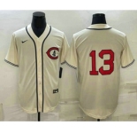 Men's Chicago Cubs #13 David Bote 2022 Cream Field of Dreams Cool Base Stitched Baseball Jersey