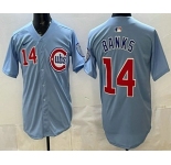Men's Chicago Cubs #14 Ernie Banks Baby Blue Limited Jersey