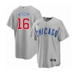 Men's Chicago Cubs #16 Patrick Wisdom Gray Cool Base Stitched Baseball Jersey