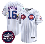 Men's Chicago Cubs #16 Patrick Wisdom White 2025 Tokyo Series Limited Stitched Baseball Jersey
