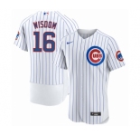 Men's Chicago Cubs #16 Patrick Wisdom White Flex Base Stitched Jersey