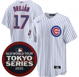 Men's Chicago Cubs #17 Vidal Bruján White 2025 World Tour Tokyo Series Home Stitched Baseball Jersey