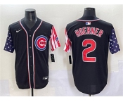 Men's Chicago Cubs #2 Nico Hoerner Black 2025 Independence Day Vapor Premier Limited Stitched Baseball Jersey