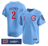 Men's Chicago Cubs #2 Nico Hoerner Blue 'Ryne Sandberg Tribute' Vapor Limited V3 Stitched Baseball Jersey
