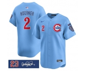 Men's Chicago Cubs #2 Nico Hoerner Blue 'Ryne Sandberg Tribute' Vapor Limited V3 Stitched Baseball Jersey