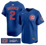 Men's Chicago Cubs #2 Nico Hoerner Royal 'Ryne Sandberg Tribute' Vapor Limited V3 Stitched Baseball Jersey