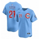 Men's Chicago Cubs #21 Sammy Sosa Blue 2024-25 2nd Alternate Limited Stitched Baseball Jersey
