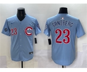 Men's Chicago Cubs #23 Ryne Sandberg Blue 'Ryne Sandberg Tribute' Vapor Limited V2 Stitched Baseball Jersey