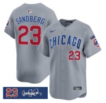 Men's Chicago Cubs #23 Ryne Sandberg Gray 'Ryne Sandberg Tribute' Vapor Limited V3 Stitched Baseball Jersey