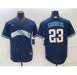 Men's Chicago Cubs #23 Ryne Sandberg Navy City Connect Cool Base Stitched Jersey