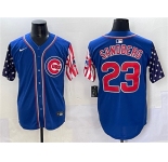 Men's Chicago Cubs #23 Ryne Sandberg Royal 2025 Independence Day Vapor Premier Limited Stitched Baseball Jersey