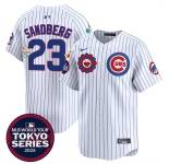 Men’s Chicago Cubs #23 Ryne Sandberg White 2025 Tokyo Series Limited Stitched Baseball Jersey