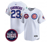 Men’s Chicago Cubs #23 Ryne Sandberg White 2025 Tokyo Series Limited Stitched Baseball Jersey