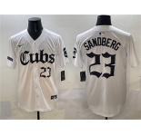 Men's Chicago Cubs #23 Ryne Sandberg White 'Gothic North Side Edition' Vapor Premier Limited Stitched Baseball Jersey