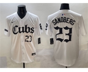 Men's Chicago Cubs #23 Ryne Sandberg White 'Gothic North Side Edition' Vapor Premier Limited Stitched Baseball Jersey