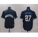 Men's Chicago Cubs #27 Seiya Suzuki Navy City Connect Cool Base Stitched Jersey