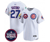Men's Chicago Cubs #27 Seiya Suzuki White 2025 Tokyo Series Limited Stitched Baseball Jersey